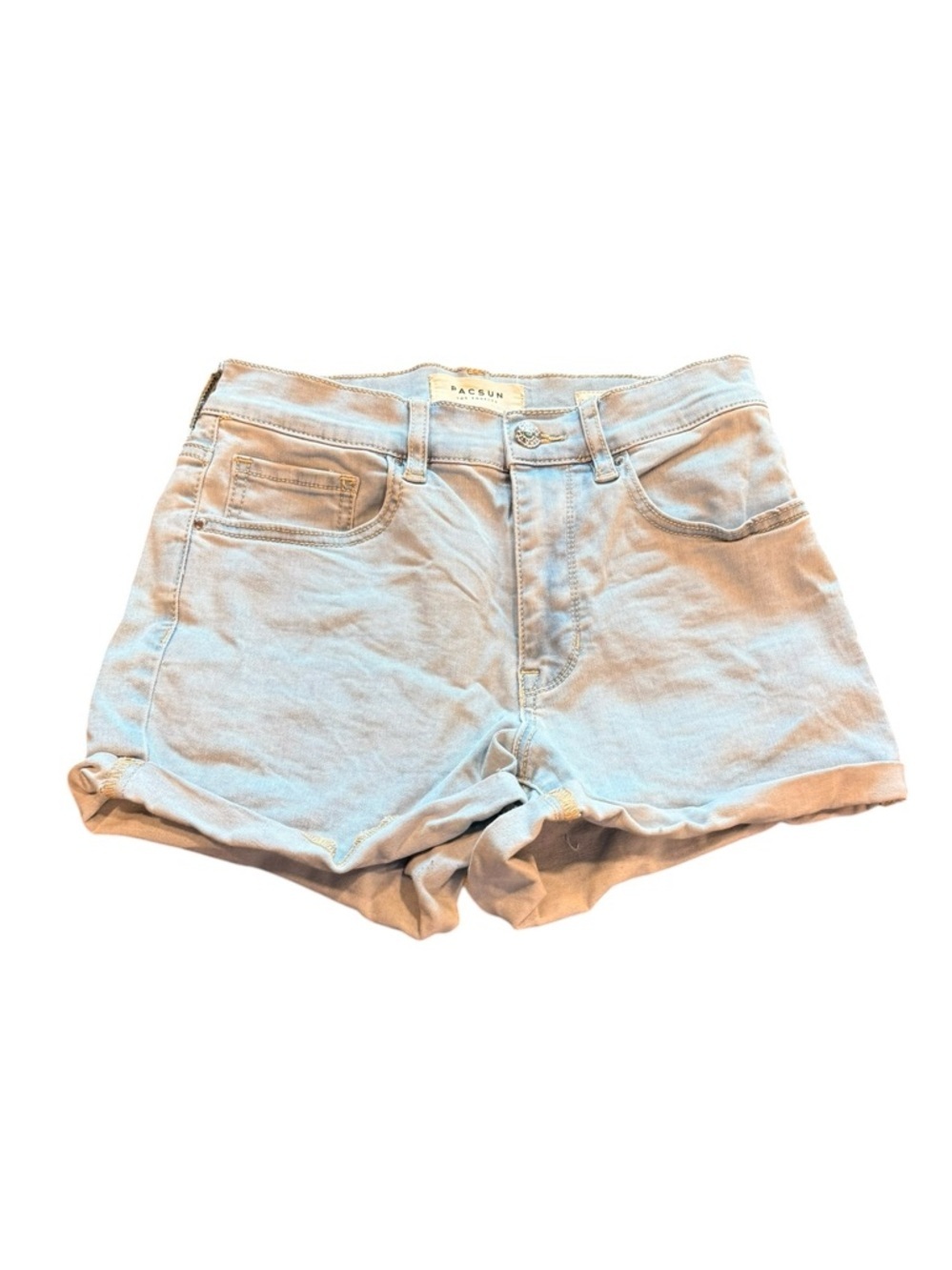 PacSun The Shortie Light Wash Cuffed Denim Shorts High Rise Size 26